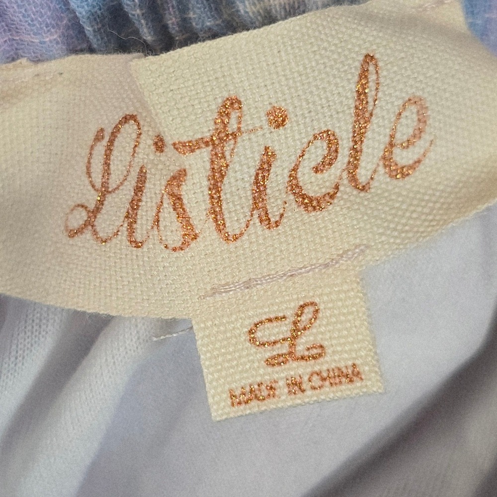 Listicle Womens Pastel Plaid Cotton Maxi Skirt Lavender Blue Elastic Waist Sz L - Picture 2 of 10